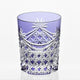 [Rocks Glass] Drape แก้ววิสกี้และตะกร้า Tetragonal สาน (สีม่วง) | Edo Kiriko | คากามิคริสตัล