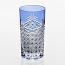 [GLASS] TUMBLER DRAPE & TETRAGONAL BASKET WEAVE (BLUE) | EDO KIRIKO | KAGAMI CRYSTAL