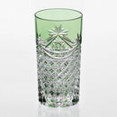 [GLASS] TUMBLER DRAPE & TETRAGONAL BASKET WEAVE (GREEN) | EDO KIRIKO | KAGAMI CRYSTAL