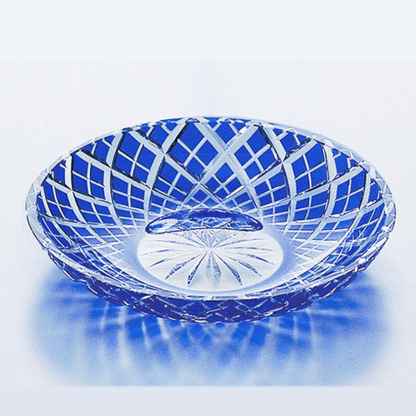 [DISHES] LAYERED BAMBOO FENCE (BLUE) | EDO KIRIKO | KAGAMI CRYSTAL