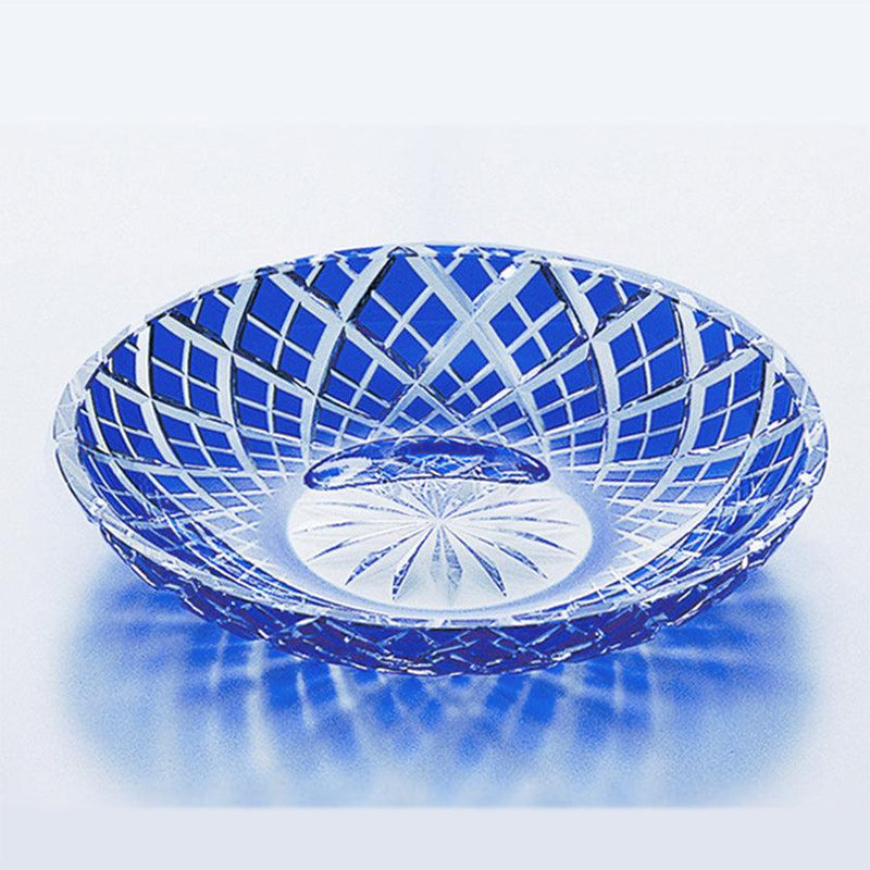 [DISHES] LAYERED BAMBOO FENCE (BLUE) | EDO KIRIKO | KAGAMI CRYSTAL