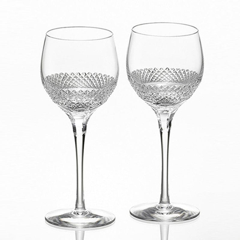 [GLASS] PAIR OF WINE GLASSES OBI | EDO KIRIKO | KAGAMI CRYSTAL