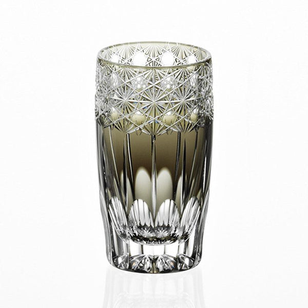 [玻璃] Slim Glass Koka（閃亮的花朵）黑色junichi Nabetani傳統手工藝大師|江戶kiriko |卡加米水晶