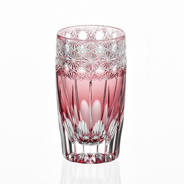 [玻璃] Slim Glass Koka（閃亮的花朵）Red Junichi Nabetani傳統手工藝大師|江戶kiriko |卡加米水晶