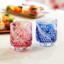 [ROCK GLASS] WHISKEY GLASS SAKURA NAGARE BLUE | EDO KIRIKO | KAGAMI CRYSTAL
