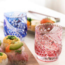 [ROCK GLASS] PAIR OF WHISKEY GLASSES SAKURA NAGARE | EDO KIRIKO | KAGAMI CRYSTAL