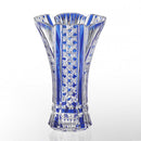 [VASE] BAMBOO LEAVES & OCTAGONAL BASKET WEAVE BLUE | EDO KIRIKO | KAGAMI CRYSTAL