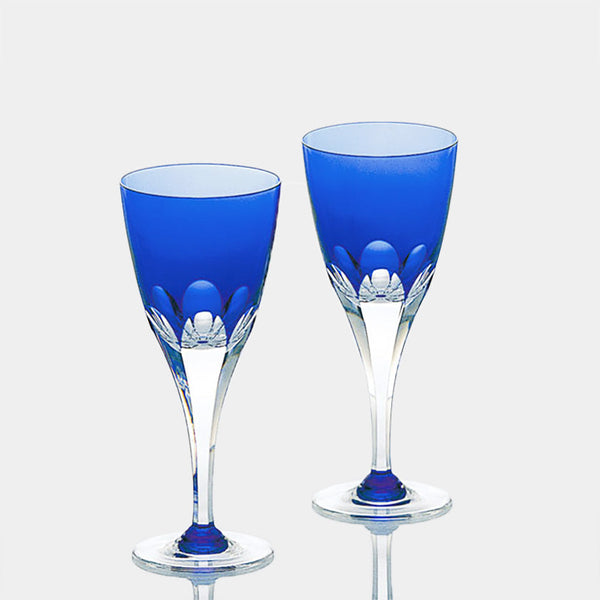 [GLASS] PAIR OF WINE GLASSES 'ROYAL BLUE' | CRYSTAL GLASS | KAGAMI CRYSTAL
