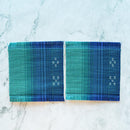 [COASTER] SEA GRADUATION 2-PIECE SET (BLUE-GREEN) | YAEYAMA MINSAH (TEXTILES) | AZAMIYA