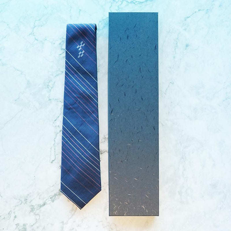 [TIE] PIN STRIPE (NAVY) | YAEYAMA MINSAH (TEXTILES) | AZAMIYA