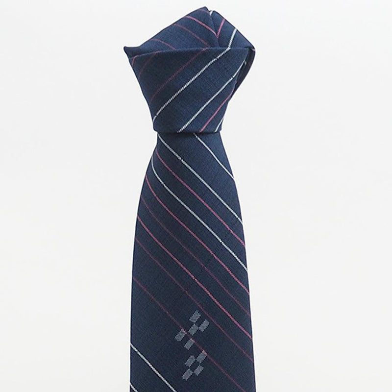 [TIE] PIN STRIPE (NAVY) | YAEYAMA MINSAH (TEXTILES) | AZAMIYA