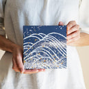[ARTPANEL] SUMMER OH-NAMI (BIG WAVE) INDIGO S | GOLD AND SILVER DECORATIVE WORK| IPPINSHU