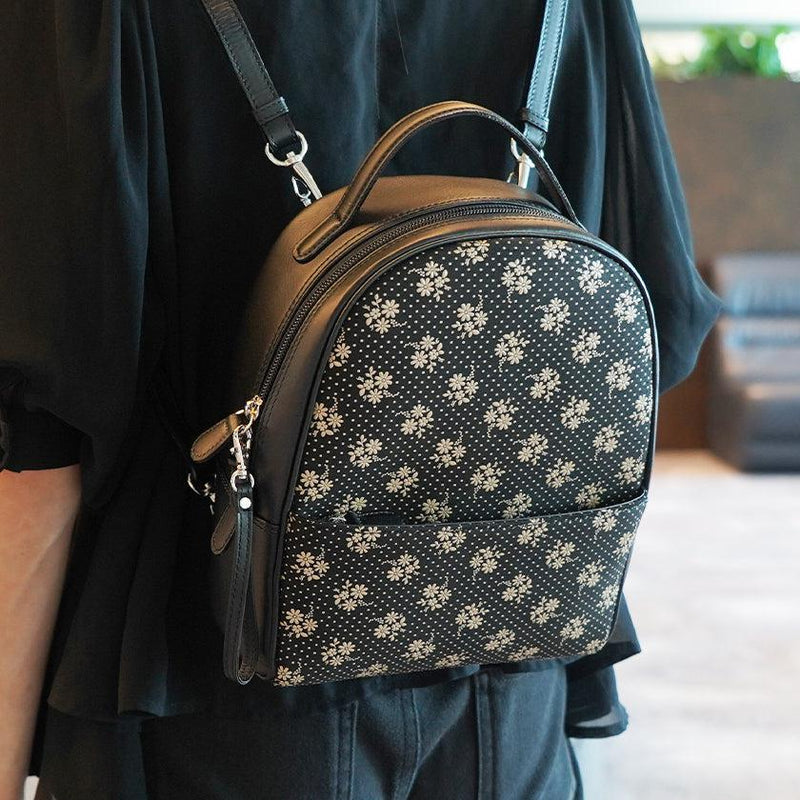 [BACKPACK] E COSMOS (BLACK BASECOAT WITH WHITE LACQUER) | KOUSHU INDEN (LACQUERED DEERSKIN CRAFTS)| INDEN-YA