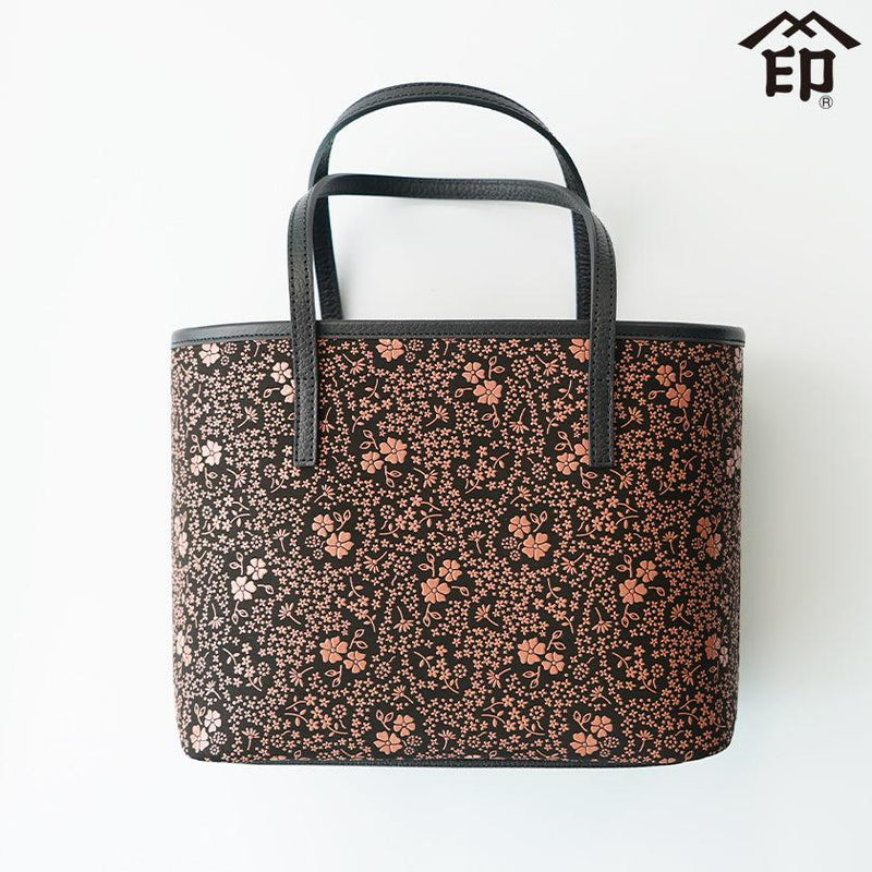 [TOTE BAG] 50HANDBAG MORNING GLORY (BLACK BASECOAT WITH PINK LACQUER) | KOUSHU INDEN (LACQUERED DEERSKIN CRAFTS)| INDEN-YA