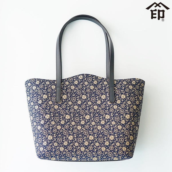 [TOTE BAG] 72HANDBAG JAPANESE CAMELLIA (NAVY BLUE BASECOAT WITH WHITE LACQUER) | KOUSHU INDEN (LACQUERED DEERSKIN CRAFTS)| INDEN-YA