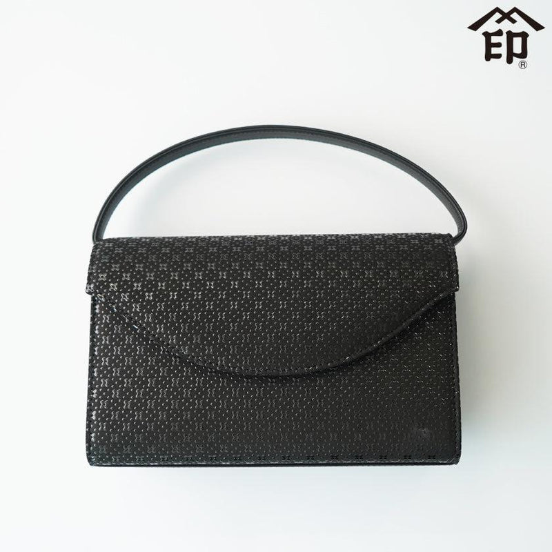 [HANDBAG] A FLOWER LATTICE (BLACK BASECOAT WITH NAVY BLUE LACQUER) | KOUSHU INDEN (LACQUERED DEERSKIN CRAFTS)| INDEN-YA