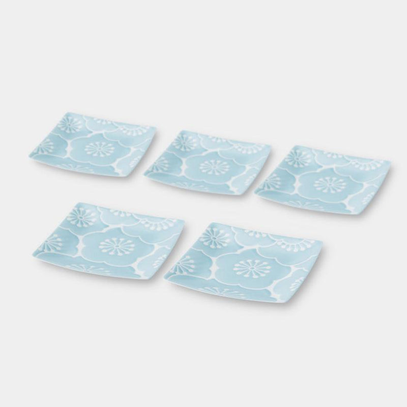 [SMALL DISH] HAFURI PLUM (BLUE) SET OF 5 | HASAMI WARES| SAIKAI TOKI