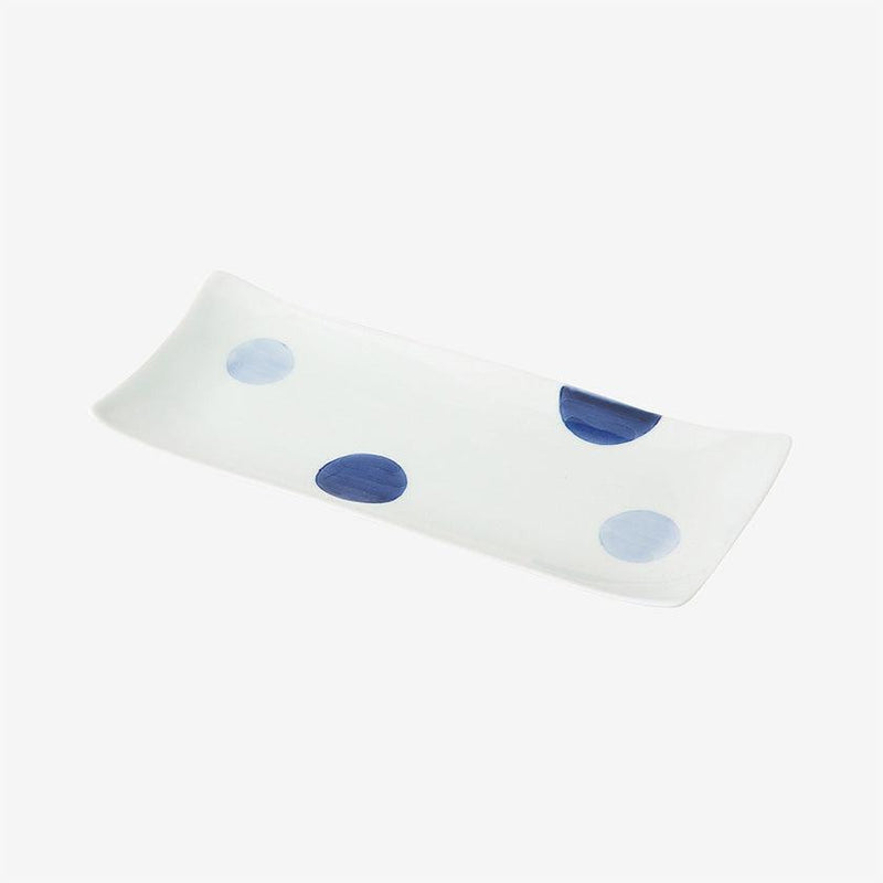 [盤子套]兩色圓形圖案長矩形盤子3（藍色）| Hasami商品| Saikai Toki