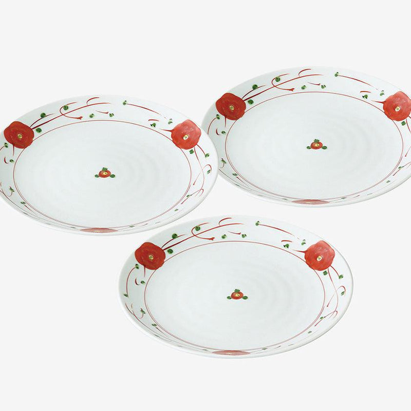 [DISH SETS] RED SMALL FLOWER SIZE 7 SET OF 3 (RED) | HASAMI WARES| SAIKAI TOKI