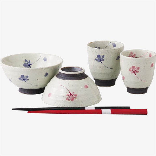 [碟套]櫻花舞（一對帶筷子的碗和茶杯）| Hasami商品| Saikai Toki