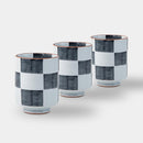 [TEA CUP SETS] GRAY CHECKERED PATTERN SET OF 3 (LL) | HASAMI WARES| SAIKAI TOKI