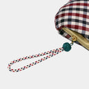 [WALLET] NISHIJIN SILK CLASP WALLET WITH KYO-KUMIHIMO STRAP GINGHAM CHECK (NAVY) | NISHIJIN TEXTILES | ATELIER KYOTO NISHIJIN