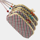 [WALLET] NISHIJIN SILK CLASP WALLET WITH KYO-KUMIHIMO STRAP GINGHAM CHECK (PURPLE) | NISHIJIN TEXTILES | ATELIER KYOTO NISHIJIN