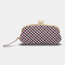 [WALLET] NISHIJIN SILK CLASP WALLET WITH KYO-KUMIHIMO STRAP GINGHAM CHECK (PURPLE) | NISHIJIN TEXTILES | ATELIER KYOTO NISHIJIN