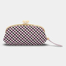 [WALLET] NISHIJIN SILK CLASP WALLET WITH KYO-KUMIHIMO STRAP GINGHAM CHECK (PURPLE) | NISHIJIN TEXTILES | ATELIER KYOTO NISHIJIN
