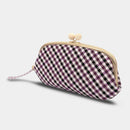 [WALLET] NISHIJIN SILK CLASP WALLET WITH KYO-KUMIHIMO STRAP GINGHAM CHECK (PURPLE) | NISHIJIN TEXTILES | ATELIER KYOTO NISHIJIN