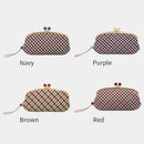 [WALLET] NISHIJIN SILK CLASP WALLET WITH KYO-KUMIHIMO STRAP GINGHAM CHECK (BROWN) | NISHIJIN TEXTILES | ATELIER KYOTO NISHIJIN