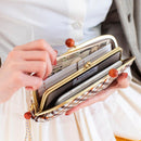 [WALLET] NISHIJIN SILK CLASP WALLET WITH KYO-KUMIHIMO STRAP GINGHAM CHECK (BROWN) | NISHIJIN TEXTILES | ATELIER KYOTO NISHIJIN