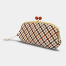 [WALLET] NISHIJIN SILK CLASP WALLET WITH KYO-KUMIHIMO STRAP GINGHAM CHECK (BROWN) | NISHIJIN TEXTILES | ATELIER KYOTO NISHIJIN
