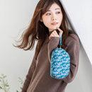 [POUCH] NISHIJIN SILK SHELL-SHAPED POUCH CAMOUFLAGE GLEN CHECK WITH KYO-KUMIHIMO (BLUE) | NISHIJIN TEXTILES | ATELIER KYOTO NISHIJIN