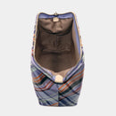 [POUCH] WATER-REPELLENT NISHIJIN SILK ZIPPER-CLASP ACCESSORY POUCH MULTI-CHECK (SKY BLUE) | NISHIJIN TEXTILES | ATELIER KYOTO NISHIJIN