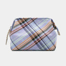 [POUCH] WATER-REPELLENT NISHIJIN SILK ZIPPER-CLASP ACCESSORY POUCH MULTI-CHECK (SKY BLUE) | NISHIJIN TEXTILES | ATELIER KYOTO NISHIJIN