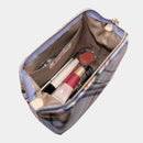 [POUCH] WATER-REPELLENT NISHIJIN SILK ZIPPER-CLASP ACCESSORY POUCH MULTI-CHECK (SKY BLUE) | NISHIJIN TEXTILES | ATELIER KYOTO NISHIJIN