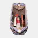 [POUCH] WATER-REPELLENT NISHIJIN SILK ZIPPER-CLASP ACCESSORY POUCH MULTI-CHECK (SKY BLUE) | NISHIJIN TEXTILES | ATELIER KYOTO NISHIJIN