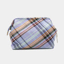 [POUCH] WATER-REPELLENT NISHIJIN SILK ZIPPER-CLASP ACCESSORY POUCH MULTI-CHECK (SKY BLUE) | NISHIJIN TEXTILES | ATELIER KYOTO NISHIJIN