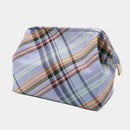 [POUCH] WATER-REPELLENT NISHIJIN SILK ZIPPER-CLASP ACCESSORY POUCH MULTI-CHECK (SKY BLUE) | NISHIJIN TEXTILES | ATELIER KYOTO NISHIJIN