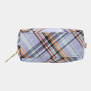 [POUCH] WATER-REPELLENT NISHIJIN SILK ZIPPER-CLASP ACCESSORY POUCH MULTI-CHECK (SKY BLUE) | NISHIJIN TEXTILES | ATELIER KYOTO NISHIJIN