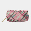 [POUCH] WATER-REPELLENT NISHIJIN SILK ZIPPER-CLASP ACCESSORY POUCH MULTI-CHECK (ROSE PINK) | NISHIJIN TEXTILES | ATELIER KYOTO NISHIJIN