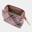 [POUCH] WATER-REPELLENT NISHIJIN SILK ZIPPER-CLASP ACCESSORY POUCH MULTI-CHECK (ROSE PINK) | NISHIJIN TEXTILES | ATELIER KYOTO NISHIJIN