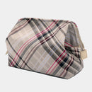 [POUCH] WATER-REPELLENT NISHIJIN SILK ZIPPER-CLASP ACCESSORY POUCH MULTI-CHECK (ASH GRAY) | NISHIJIN TEXTILES | ATELIER KYOTO NISHIJIN