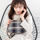 [SHOULDER BAG] WATER-REPELLENT NISHIJIN SILK CLASP GAMA-GUCHI WITH TARTAN CHECK (CHARCOAL BLACK) | NISHIJIN TEXTILES | ATELIER KYOTO NISHIJIN