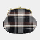[SHOULDER BAG] WATER-REPELLENT NISHIJIN SILK CLASP GAMA-GUCHI WITH TARTAN CHECK (CHARCOAL BLACK) | NISHIJIN TEXTILES | ATELIER KYOTO NISHIJIN