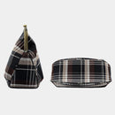 [SHOULDER BAG] WATER-REPELLENT NISHIJIN SILK CLASP GAMA-GUCHI WITH TARTAN CHECK (CHARCOAL BLACK) | NISHIJIN TEXTILES | ATELIER KYOTO NISHIJIN