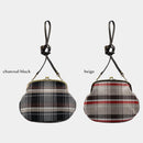 [SHOULDER BAG] WATER-REPELLENT NISHIJIN SILK CLASP GAMA-GUCHI WITH TARTAN CHECK (BEIGE) | NISHIJIN TEXTILES | ATELIER KYOTO NISHIJIN
