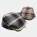 [SHOULDER BAG] WATER-REPELLENT NISHIJIN SILK CLASP GAMA-GUCHI WITH TARTAN CHECK (BEIGE) | NISHIJIN TEXTILES | ATELIER KYOTO NISHIJIN