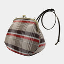 [SHOULDER BAG] WATER-REPELLENT NISHIJIN SILK CLASP GAMA-GUCHI WITH TARTAN CHECK (BEIGE) | NISHIJIN TEXTILES | ATELIER KYOTO NISHIJIN